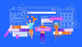 Welcome You Student Happy Students Meet Beginners vector