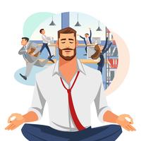 Businessman Meditating in Office vector