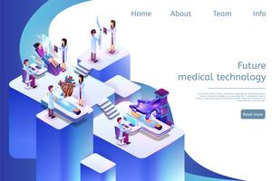Banner isométrico Tecnología médica futura en 3D vector