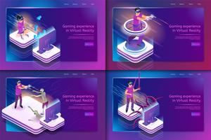 Isometric Set Gaming Experience in Virtual Reality vector