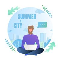 Flat Flyer Inscription Summer City Lettering vector