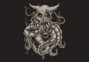 Skull kraken with anchor vector illustration