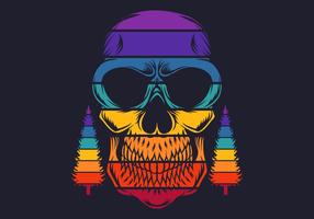 Retro colorful skull with pine trees vector