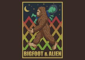 retro bigfoot  alien vector