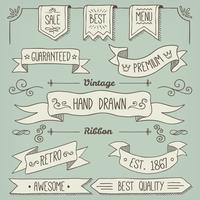 Hand drawn banners and ribbons vector
