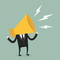 Business man with megaphone head vector