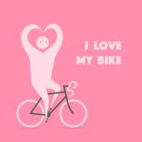 Person riding bike with hands in shape of heart vector
