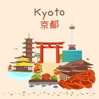 Kyoto Japan autumn season vector