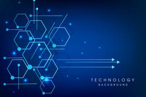 Vector illustration circuit board and hexagons background