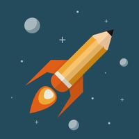 Pencil as Rocket Flying Through Space vector