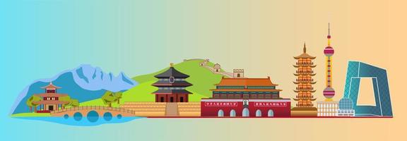 China panorama east and west vector