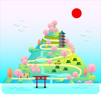 Japan temple in the mountain vector