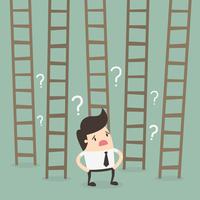 Man in Front of Ladders to Success vector
