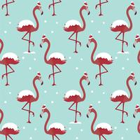 Christmas pattern with flamingo under the snow