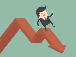 Businessman Sliding Down Falling Chart vector