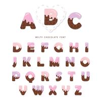 Alphabet with pink cream melted on chocolate. vector