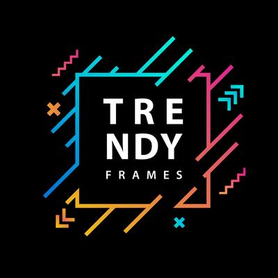 Neon Square Frames With Geometric Lines