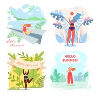 Set of  Written Hello Summer. vector