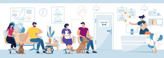 Veterinary Clinic Visitors with Pets  vector