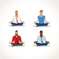 Set of Meditating Business Men vector