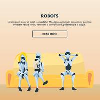 Grupo de robots en el sofá vector