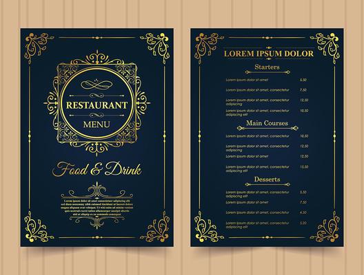 Menu Layout with Ornamental Elements.