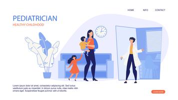 Banner Inscription Pediatrician Healthy Childhood.  vector