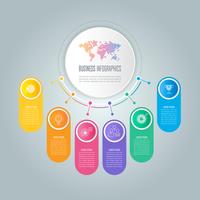 World curve infographic design business concept with 6 options vector