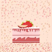 Birthday cake slice on pink background  vector