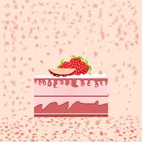 Rebanada de pastel de cumpleaños sobre fondo rosa vector