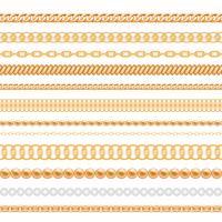 Set of gold chains and ropes isolated on white vector