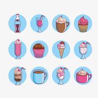 Conjunto de postres y dulces vector