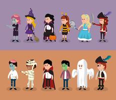 Set of Kids in halloween costumes