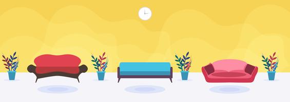 Room with Different Soft Upholstered Sofas  vector
