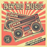 Retro Music Tape Recorder Vintage Signage vector