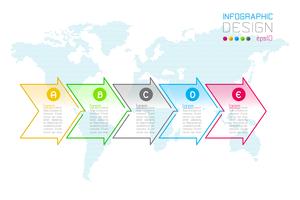 Flecha de negocios forma etiquetas barra de grupos de infografía vector