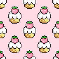 Pixel Art Cupcakes Seamless Pattern vector