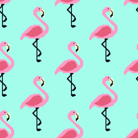 Pixel Art Flamingo Vector Pattern