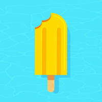 Paleta de verano amarillo sobre fondo de agua vector