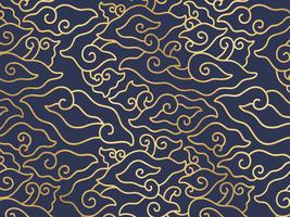 Megamendung Batik Gold Sketch Pattern vector