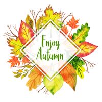 Enjoy Autumn Triangular Beautiful Watercolor Autumn Leaves Frame vector
