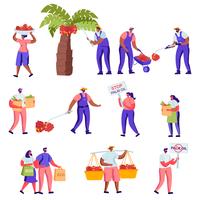 Set of Flat Palm Oil Manufacture Protesters vector