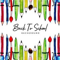 Writing Tools Watercolor Back To School Background vector