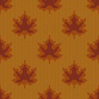 Autumn maple leaves knitted pattern vector