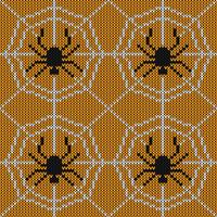 Seamless Knitting Texture with spider and web vector