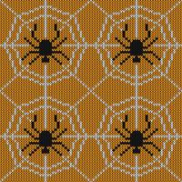 Seamless Knitting Texture with spider and web vector