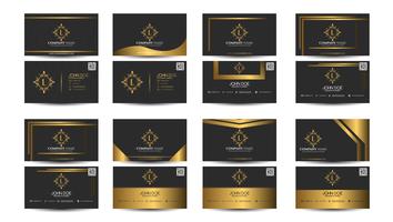 Black and Gold Set of business card  vector
