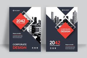 Red Square City Background Business Book Cover Design Template 