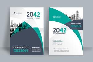 Cyan City Background Business Book Cover Design Template  vector