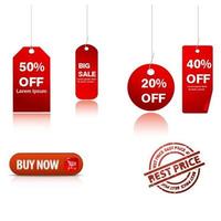 Red Sale Tag Sticker Set  vector